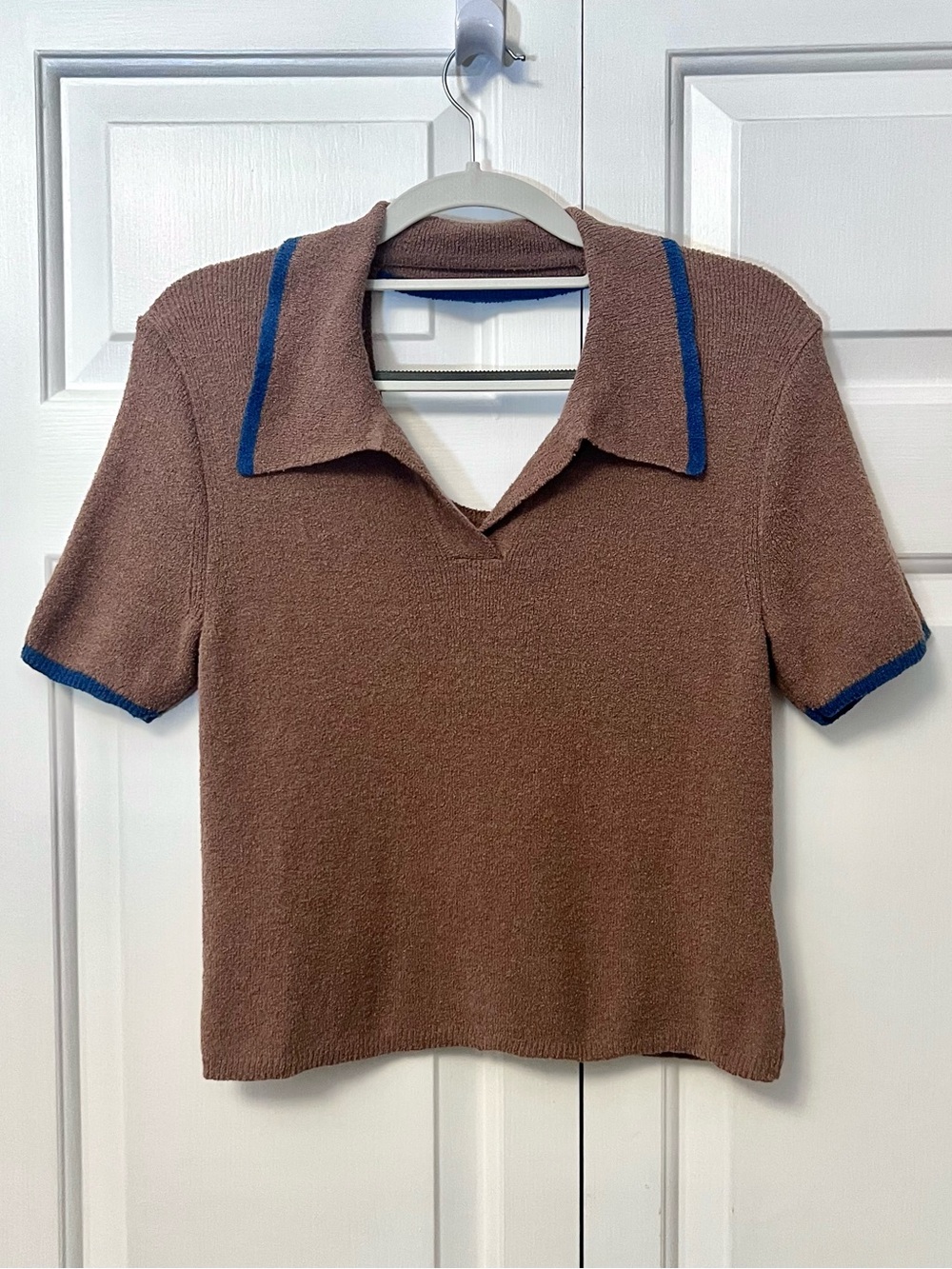 Terry Knit Brown Top with Cut-out Back